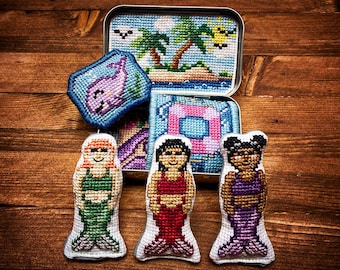 Altoids Tin Insert Mermaid - Cross Stitch Pattern Project Embroidery Nautical Tropical Ocean Sailing Toy PDF (Not a Finished Item or Kit!)