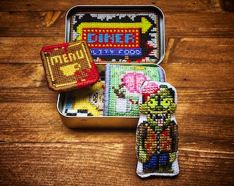 Altoids Tin Insert Zombie - Cross Stitch Pattern Embroidery Halloween Horror Movie Monster Diner Undead PDF (Not a Finished Item or Kit!)
