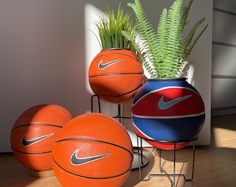 Handmade Basketball Planter with Nike Swoosh