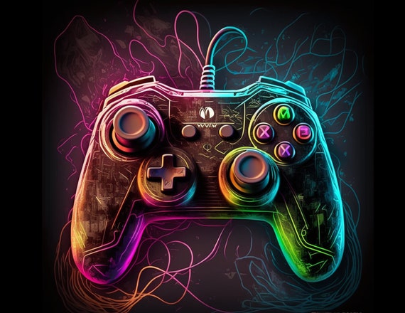 Gaming Remote Neon Abstract PNG, Gamer Shirt Png, Dark Game Neon Png,  Digital Download, Printable Sublimation Design