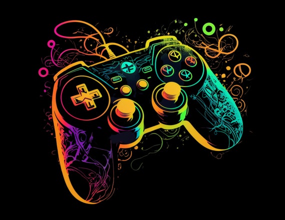 Gaming Remote Neon Abstract PNG, Gamer Shirt Png, Dark Game Neon Png,  Digital Download, Printable Sublimation Design