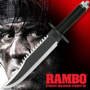 Rambo First Blood 2 II Bowie EDITION SURVIVAL Knife, Rambo First Blood Part 2 Survival Hunting Knife Leather Sheath, Gift for him,best Gift,