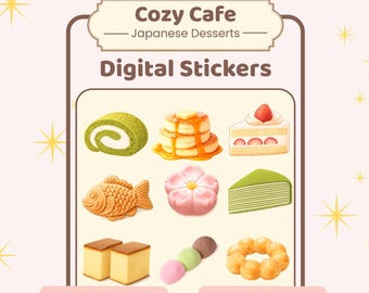 Cute Digital Stickers Cozy Kawaii Goodnotes Stickers Notability Digital Journal Stickers PNG Food Japanese Desserts Stickers