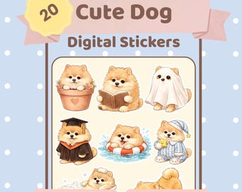 Cute Digital Stickers Dog Kawaii Goodnotes Sticker Pack Digital Planner Notability Digital Journal Stickers Dog PNG