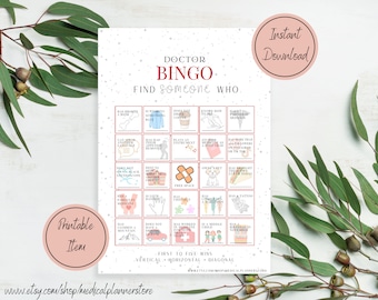 Doctor Bingo Printable Icebreaker Medical Find Someone Who Get To Know