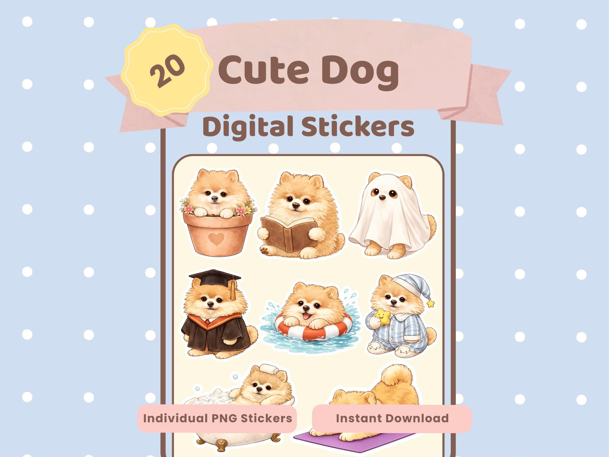 Cute Digital Stickers Dog Kawaii Goodnotes Sticker Pack Digital Planner ...