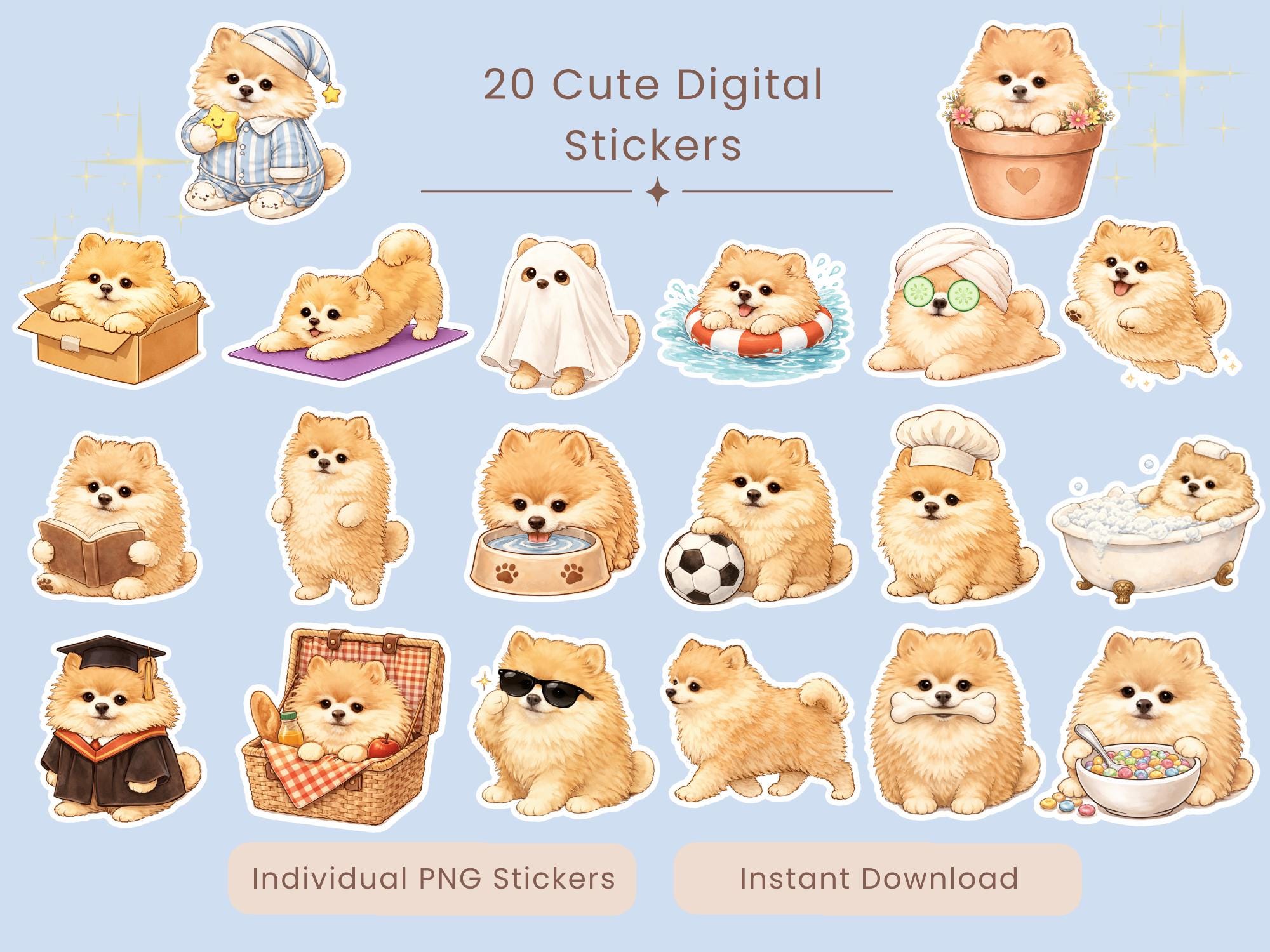Cute Digital Stickers Dog Kawaii Goodnotes Sticker Pack Digital Planner ...