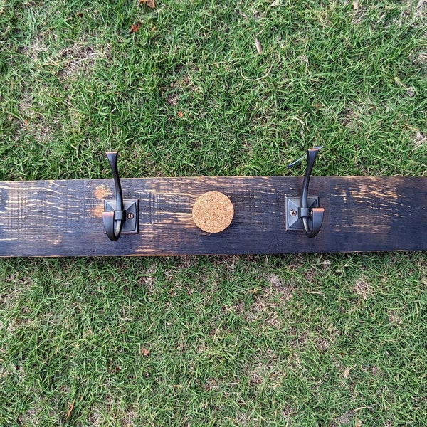 Whiskey Barrel Stave Coat Rack - Rustic Charm for Your Entryway - Dark Stave