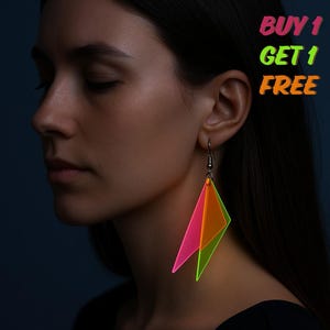 Glow in the Dark Earrings – Rave Festival Jewelry – UV Neon Kawaii Statement Earring for Party Outfits