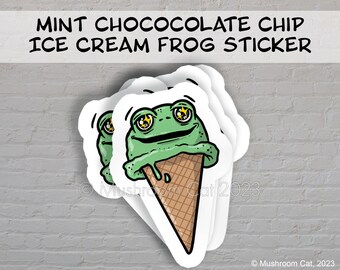 Mint Chocolate Chip Ice Cream Frog Sticker