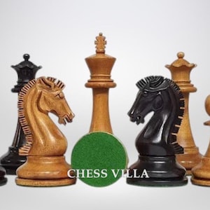 Sinquefield Cup Series Reproduced Staunton Chess Pieces Only set- Double Weighted Distressed Boxwood & Ebonised Boxwood