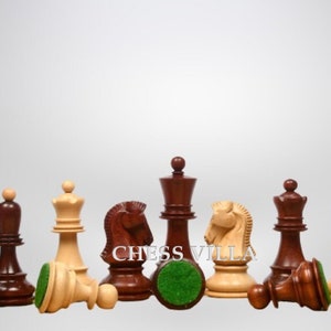 1970s Dubrovnik Bobby Fischer Reproduced Chess Pieces Only Set in Budrose Wood & Boxwood- 3.7&quot; King