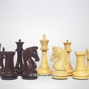 3.9&quot; Imperial Series Reproduced Staunton Chess Pieces Set Only- Weighted Rosewood & Boxwood Pieces