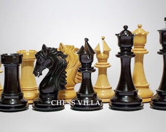 4.5&quot; Heritage Series Premium Staunton Chess Pieces Only Set- Triple Weighted Ebony