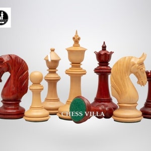 4.5&quot; Bath Luxury Staunton Chess Pieces Only Set - Triple Weighted Bud Rosewood