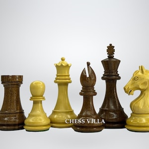The Derby Knight Staunton Pattern Chess Pieces Only- Double Weighted Golden Rosewood - 4.1&quot; King