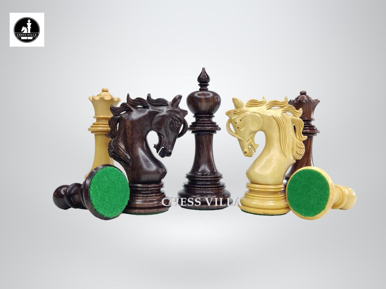 Set di pezzi degli scacchi in palissandro Staunton Bud da 4,5 di lusso