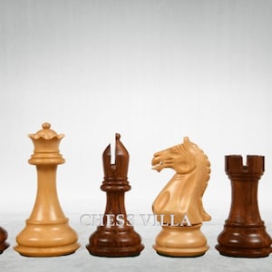 4″ Fierce Knight Staunton Chess Pieces Only Set – Golden Rosewood & Boxwood
