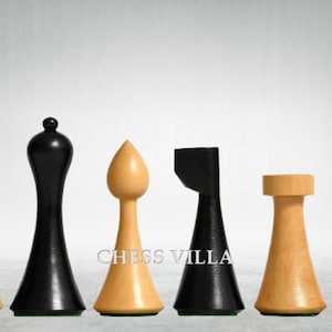 Hermann Ohme Minimalist Series Chess Pieces Only Set- Weighted Ebonised Boxwood