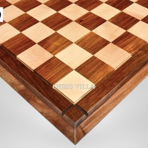 21 &quot;Drueke Style Hölzernes Handgefertigtes Turnier Schachbrett aus Goldenem Rosenholz & Ahornholz - Mattes Finish