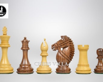 4" Bridle Staunton Luxury Chess Pieces Only set - Golden Rosewood & Boxwood