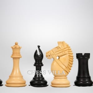 4&quot; Bridle Staunton Luxury Chess Pieces Only set - Ebonised Boxwood & Boxwood