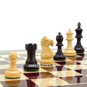 3.25″ Fierce Knight Staunton Chess Pieces Only Set – Weighted Ebonised Boxwood & Boxwood