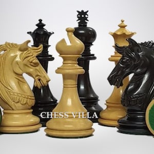 4.4&quot; Prestige Luxury Staunton Chess Pieces Only set- Natural Ebony Wood- Triple Weighted