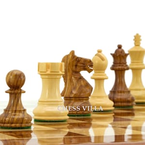 3.25″ Fierce Knight Staunton Chess Pieces Only Set – Weighted Golden Rosewood & Boxwood
