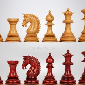 4.2&quot; Luxury Patton Staunton Chess Pieces Only Set- Weighted Bud Rosewood and Boxwood