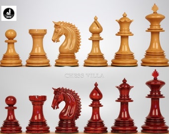 4.2" Luxury Patton Staunton Chess Pieces Only Set- Weighted Bud Rosewood and Boxwood