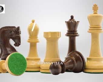 4"  Leningrad Series Luxury Staunton Chess Pieces Only Set- Weighted Golden Rosewood