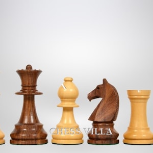 90s Reproduced 3.6&quot; French Chavet Championship Tournament Chess Pieces Only Set- Weighted Golden Rosewood