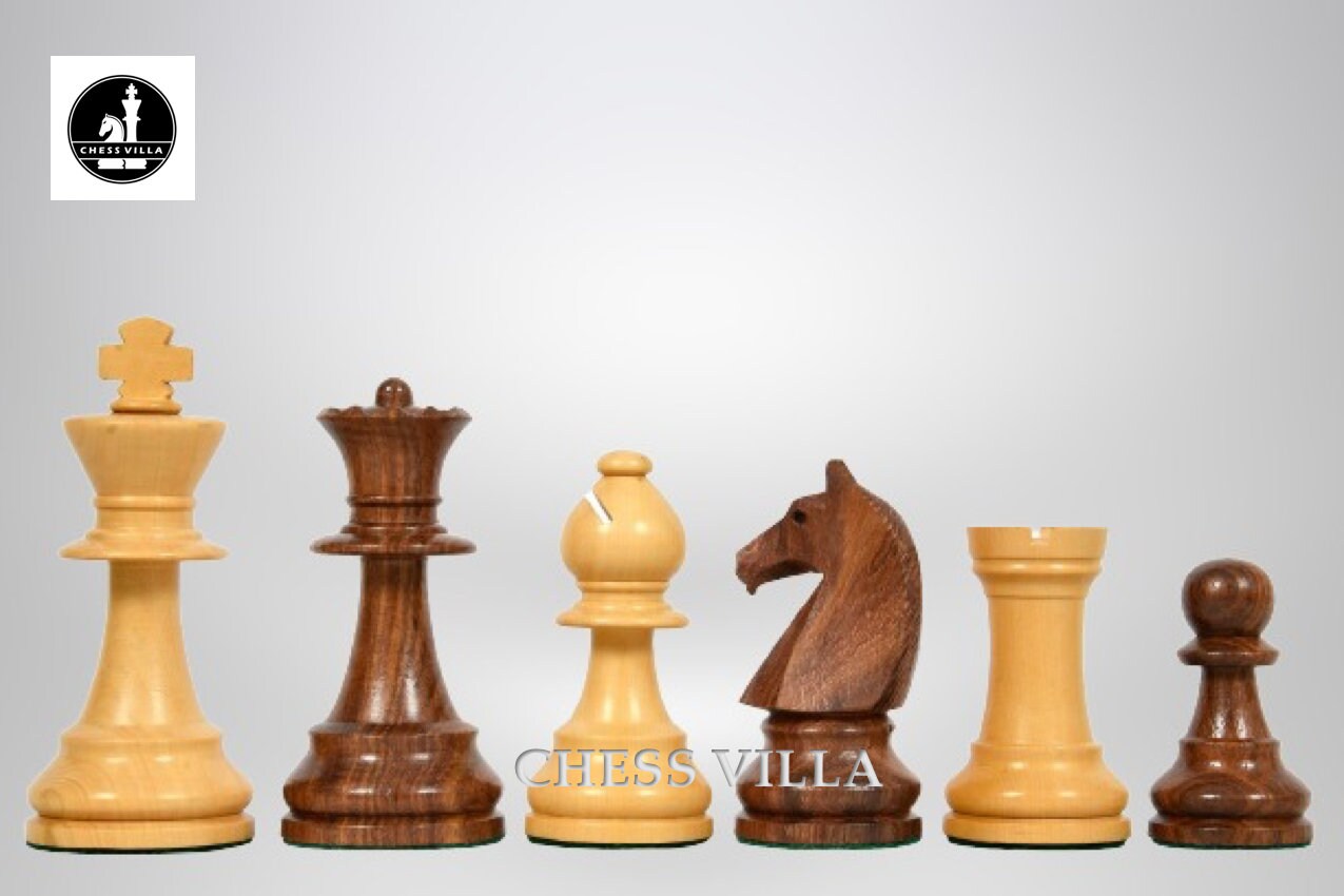 Repro 90s French Chavet Championship Chess Set V2.0 in Sheesham/Boxwood  with Board - 3.66 King