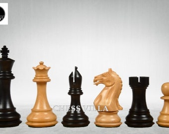 4″ Fierce Knight Staunton Chess Pieces Only Set – Ebonised Boxwood & Boxwood
