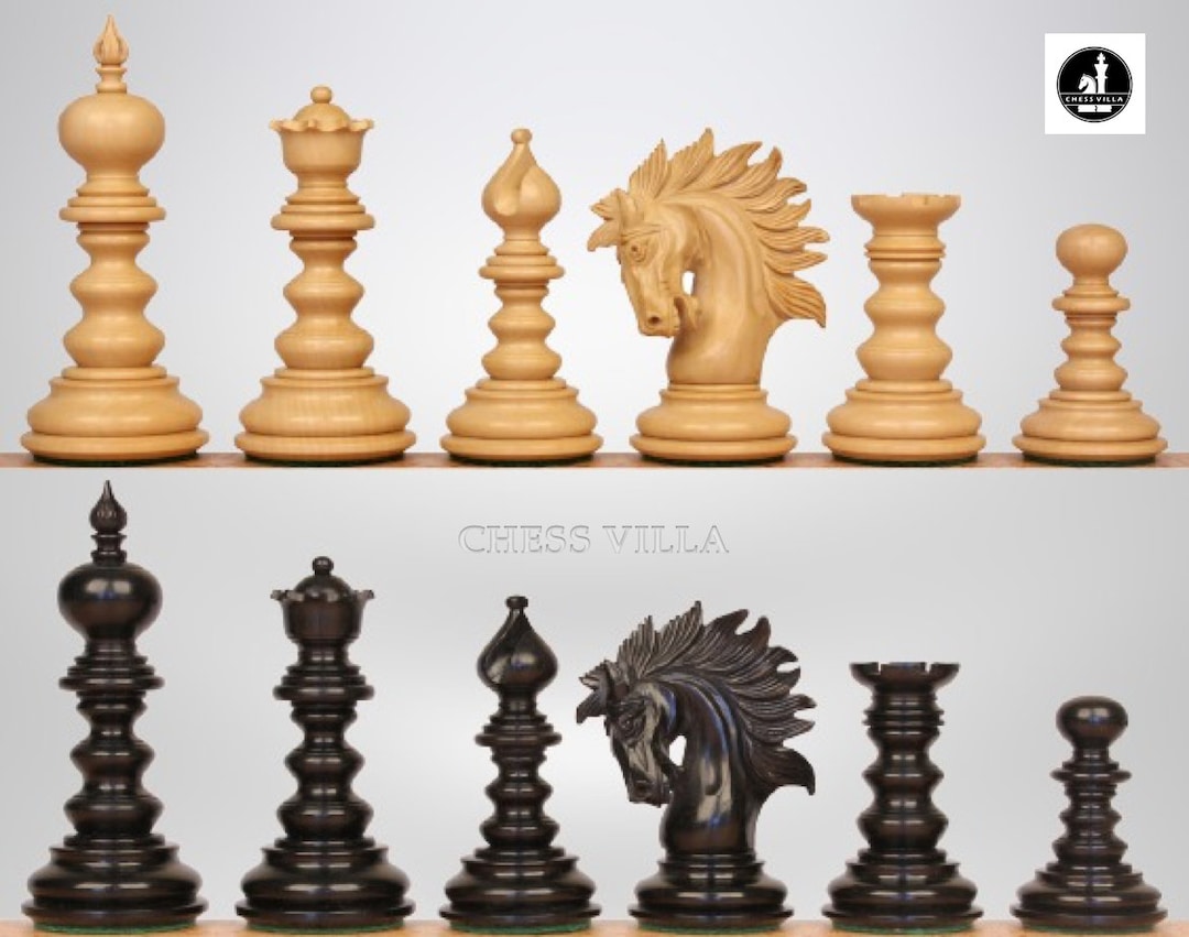 Pezzi Degli Scacchi Staunton Serie Savano 4,3″ Di Lusso – Legno Di Ebano, Triplo Peso – Chess Villa