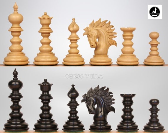 The Arabian - Triple Weighted Ebony Chess Pieces