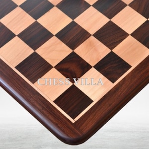 Flat Luxury Chess board Rosewood & Maple Wood 17" to 21" - 45mm, 50mm, 55mm Square Size