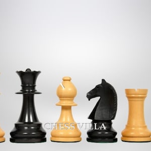 90s Reproduced 3.6&quot; French Chavet Championship Tournament Chess Pieces Only Set- Weighted Ebonised Boxwood