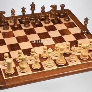 Combo of 4″ Professional Club Staunton Chess Set- Pieces in Golden Rosewood with 21&quot; Golden Rosewood Chessboard