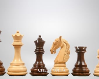 3.8" Columbian Knight Luxury Staunton Chess Pieces Only- Weighted Golden Rosewood