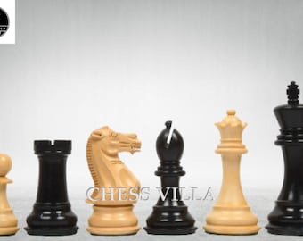 4" Professional Club Staunton Chess Pieces Only Set- Weighted Ebonised Boxwood
