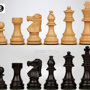 Repro 1890 French Lardy Staunton Chess Pieces Only Set – Ebonised & Boxwood