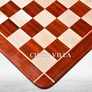 23″ Afrikaans padauk- en esdoornhout dwarshoek houten schaakbord met 60 mm vierkant