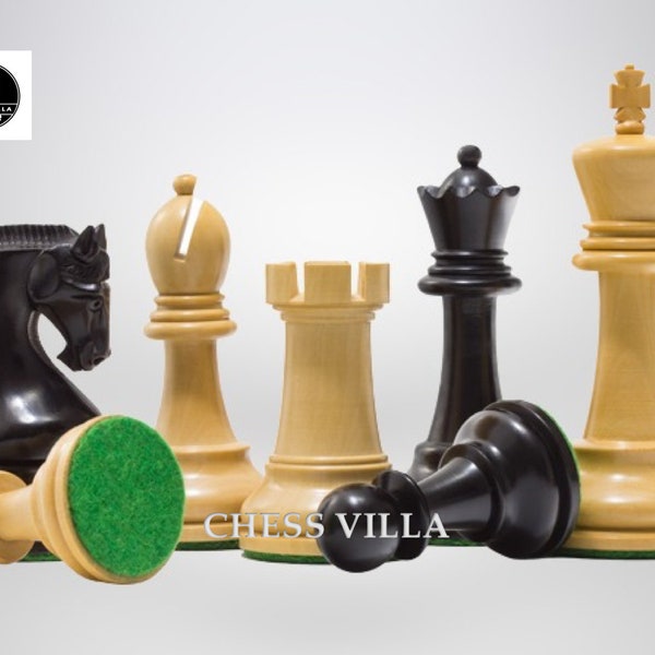 4"  Leningrad Series Luxury Staunton Chess Pieces Only Set- Weighted Ebonised Boxwood