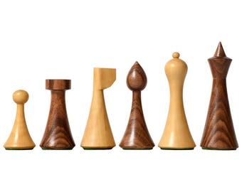 Hermann Ohme minimalistische serie schaakstukken alleen set - gewogen gouden palissander