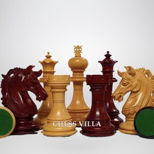 4.4&quot; Prestige Luxury Staunton Chess Pieces Only set -Budrose Wood- Triple Weighted