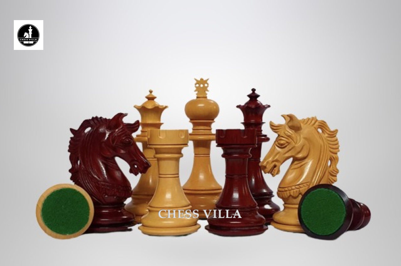 Ruy Lopez de Segura Luxury Chess Pieces in African Padauk - 4.5