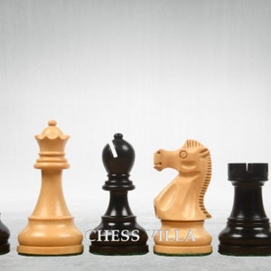 1972 Reproduced Reykjavik Championship Series Chess Pieces 3.7" - Weighted Ebonised Boxwood & Boxwood