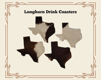 Texas Shape Leather Drink Coasters (Set of 4)